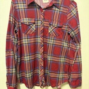 Red Plaid Button Down Shirt